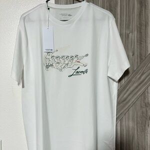 Lacoste White Graphic Short Sleeve Tee